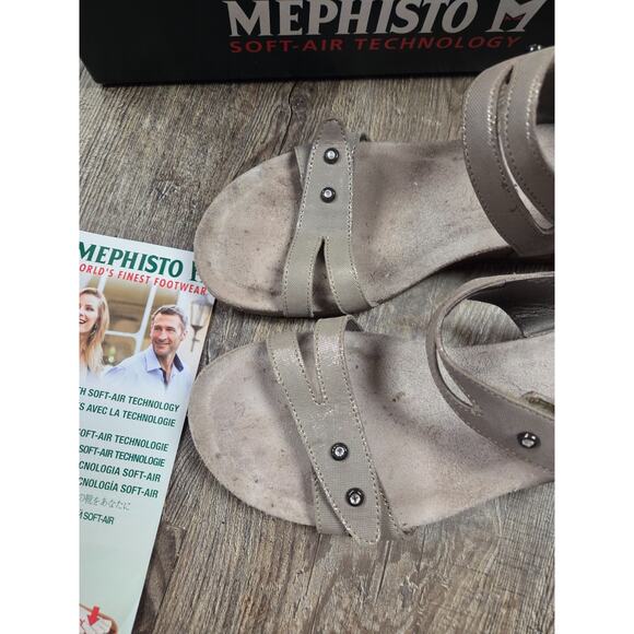 Mephisto Minoa Liz Camel Beige Shimmer Wedge Sandals US Size 12 - Picture 3 of 10